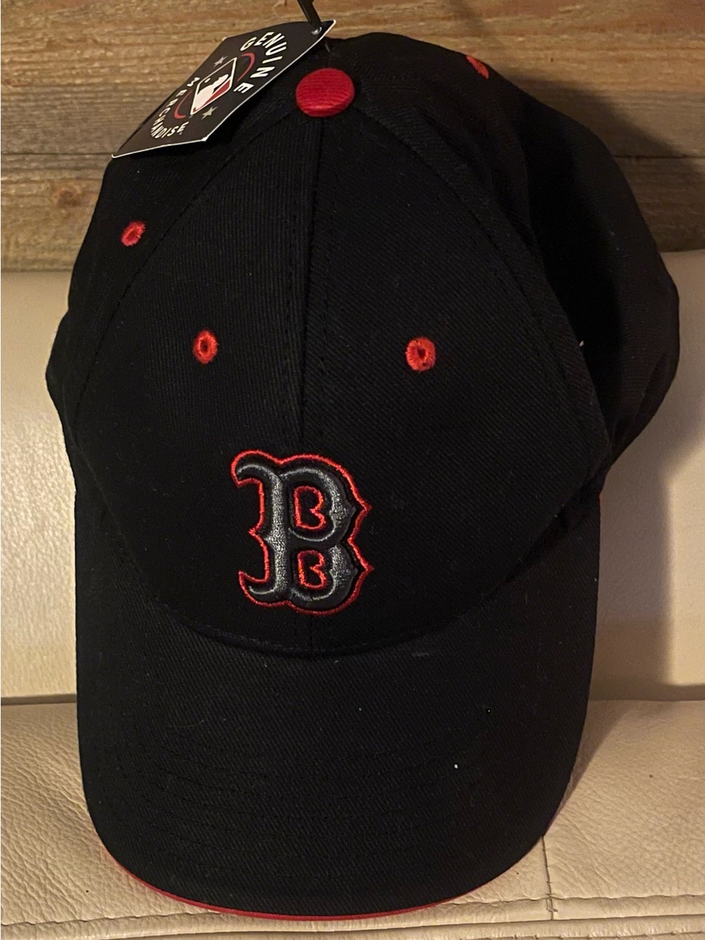 NWT: Boston Red Embroidered Kids Cap - Black with Red Accents